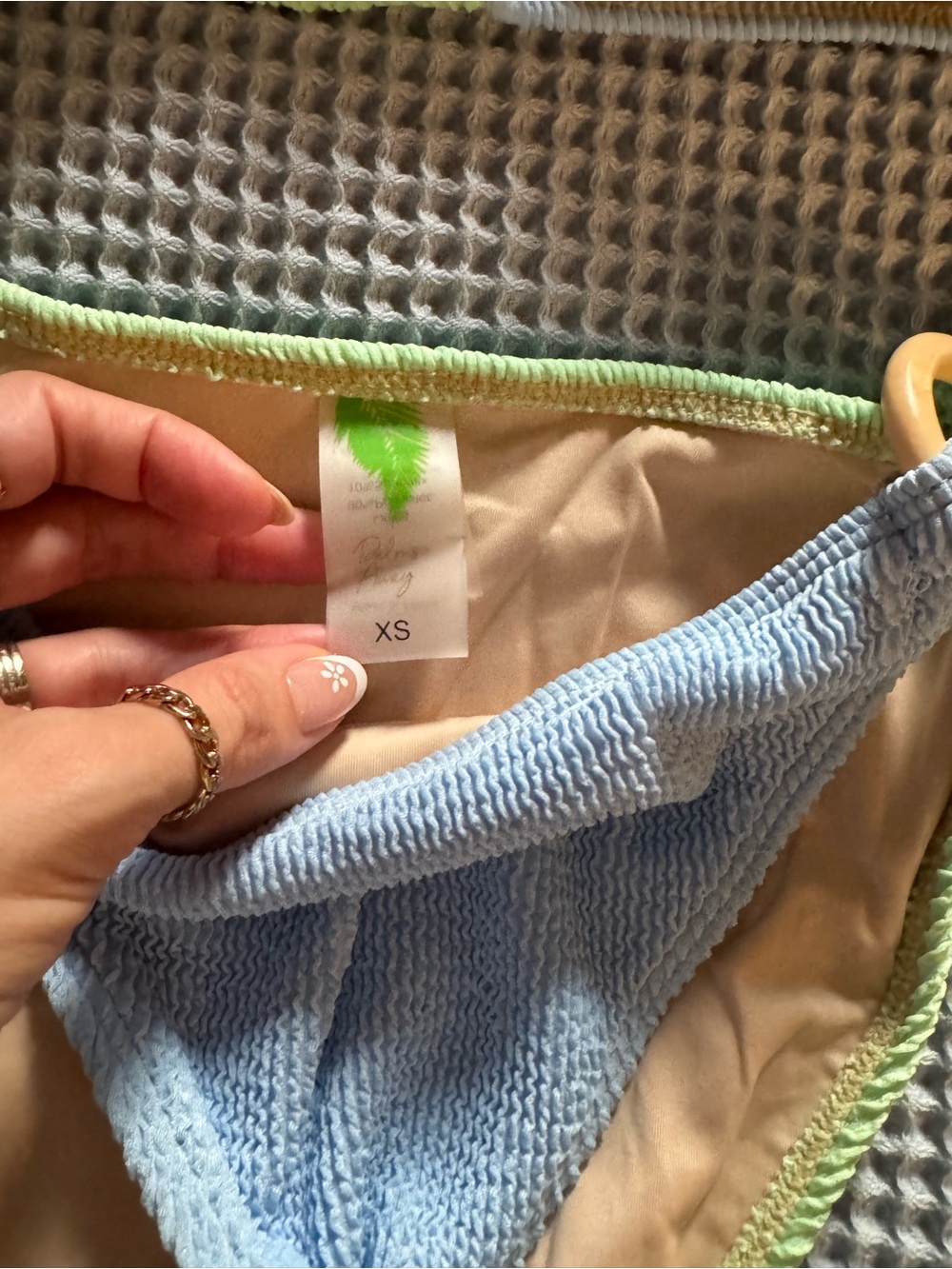 Trina Turk Light Blue & Lime Green Textured Bikini Set - Picture 2 of 3